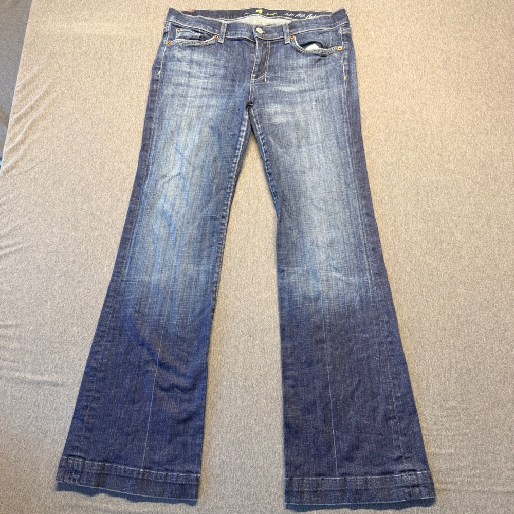 7 For All Mankind Dojo Flip Flop Wide Leg Jeans Size 31 Medium Wash